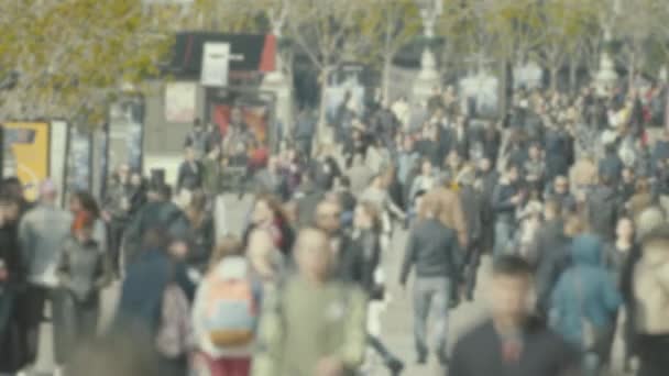 Жизнь города: силуэты людей, идущих в толпе — стоковое видео