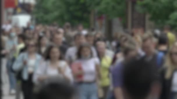 Megapolis: silhouettes of people walking in a crowd — Stok video