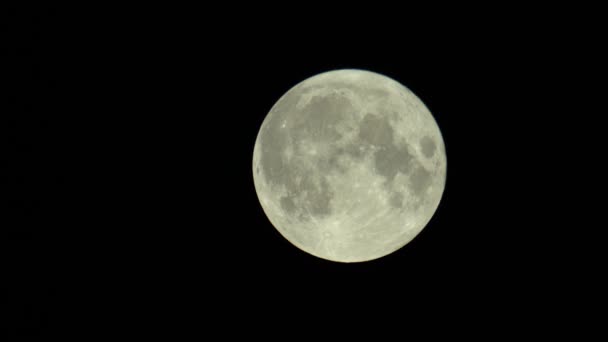 Полная луна в темном ночном небе — стоковое видео