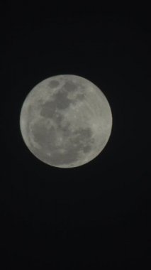 Gece gökyüzünde dolunayın dikey videosu