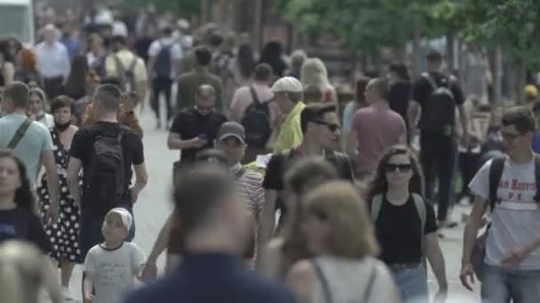 Rua da cidade lotada durante o dia. Kiev, Ucrânia — Vídeo de Stock