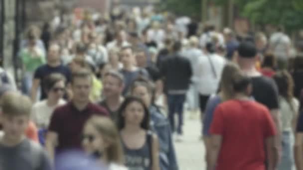 Silhouettes of people walking in the crowd — Stok video