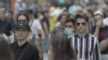 Silhouette of the flow of people in the city