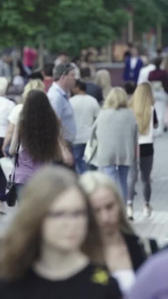 Vertical video of a crowded street in a metropolis — Stok video