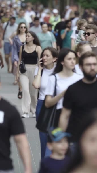 Vidéo verticale d'une rue bondée dans le centre-ville — Video