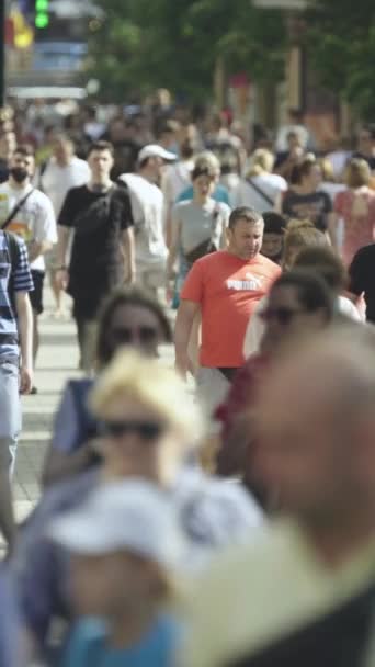 Verticale video van een drukke straat in de stad Kiev, Oekraïne — Stockvideo