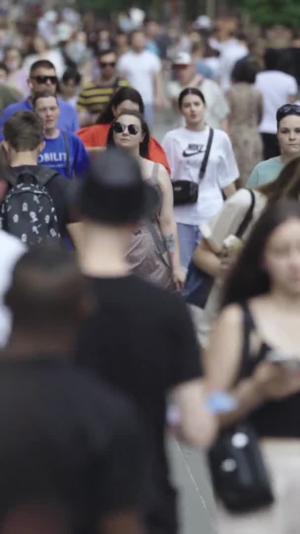Video vertikal dari jalanan kota yang ramai pada siang hari — Stok Video