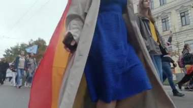 Ukrayna 'nın başkenti Kyiv' deki Kyiv Onur Topluluğunun LGBT haklarının korunması için Eşitlik Yürüyüşü
