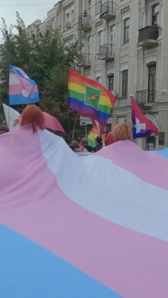 Κατακόρυφη πορεία βίντεο για την υποστήριξη των δικαιωμάτων της ΛΟΑΤ κοινότητας στην Ουκρανία - Kyiv Pride — Αρχείο Βίντεο