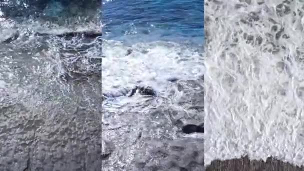Drei in einem vertikalen Video des Meeres in Küstennähe — Stockvideo