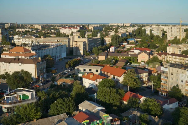 Horní Pohled Střechy Domů Městě Berdyansk — Stock fotografie