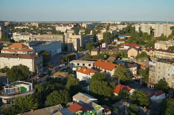 Vista Superior Los Tejados Las Casas Ciudad Berdyansk — Foto de Stock