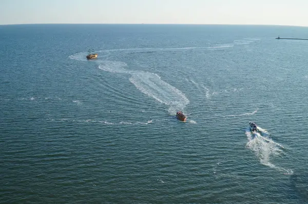 Vista Lanchas Rápidas Barcos Navegando Mar — Foto de Stock