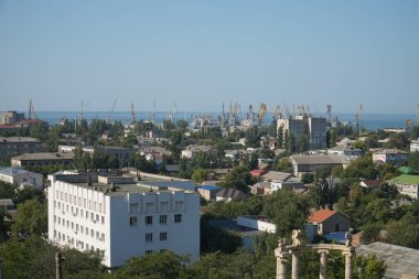 Yukarıdan Berdyansk 'ın panoramik manzarası.