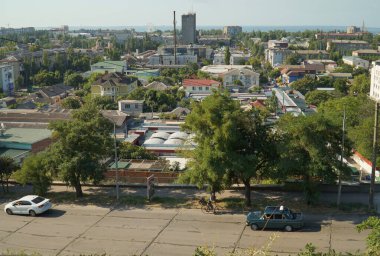 Yukarıdan Berdyansk 'ın panoramik manzarası.
