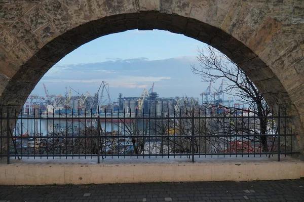 Vista Porto Odessa Partir Convés Observação Parque Shevchenko — Fotografia de Stock