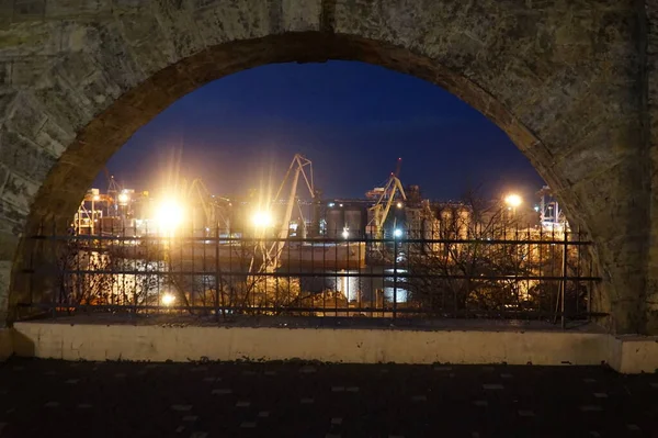 View Night Port Odessa Observation Deck Shevchenko Park — Stock Photo, Image