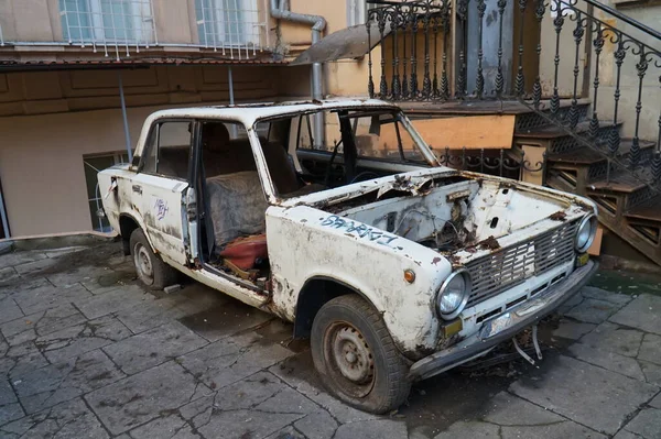 Velho Desmontado Carro Zhiguli Dos Pátios Odessa — Fotografia de Stock