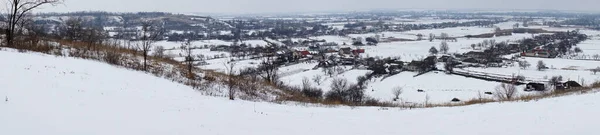 Panorama Pueblo Europa Cubierto Nieve Después Una Nevada —  Fotos de Stock