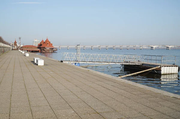 Empty Aterro Cidade Dnipro Início Manhã — Fotografia de Stock