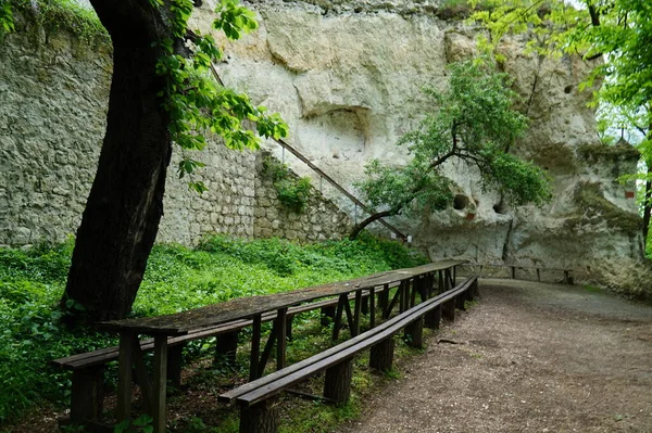 Bakota Obwód Chmielnicki Ukraina 2021 Pozostałości Klasztoru Jaskiń Zabytkowym Mieście Obrazek Stockowy