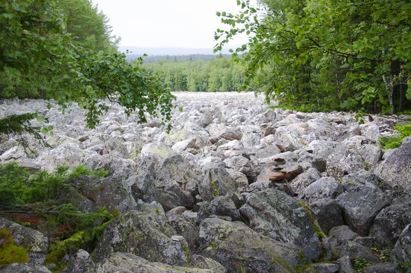 Stor sten flod. Taganay. Södra Ural-2 — Stockfoto