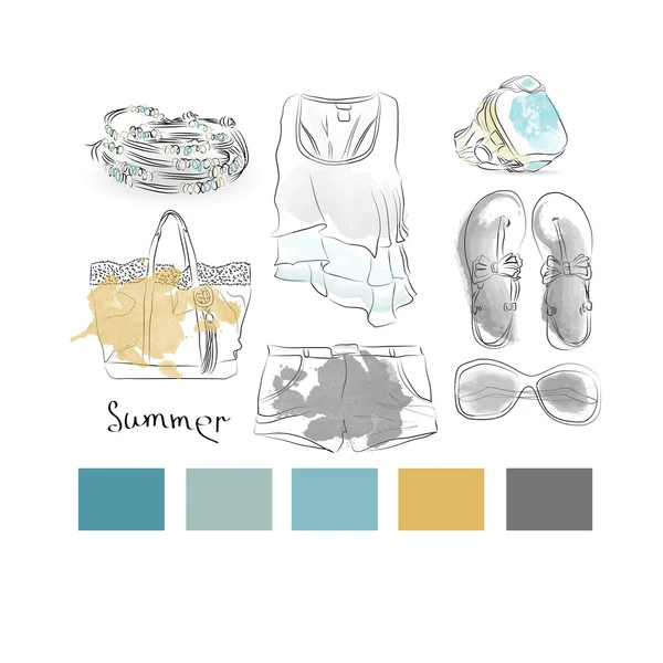 Yaz moda illüstrasyon.