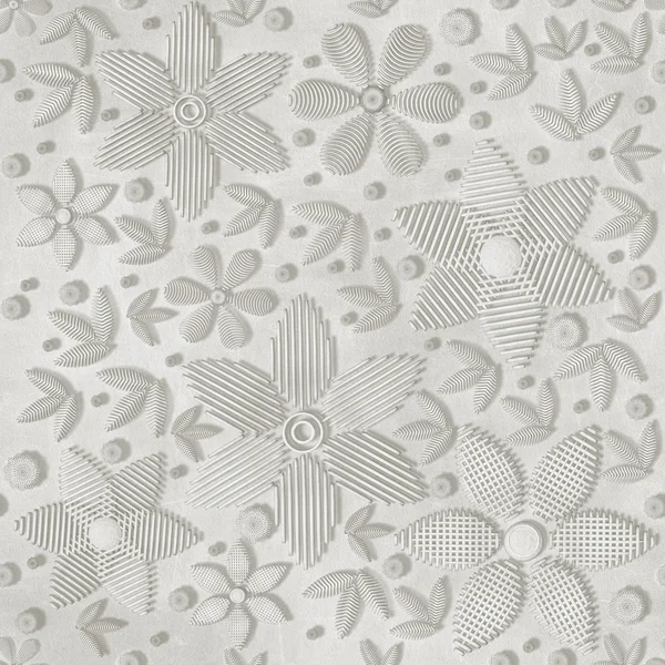 3d, floral ornament on a white wall — Stock Photo, Image