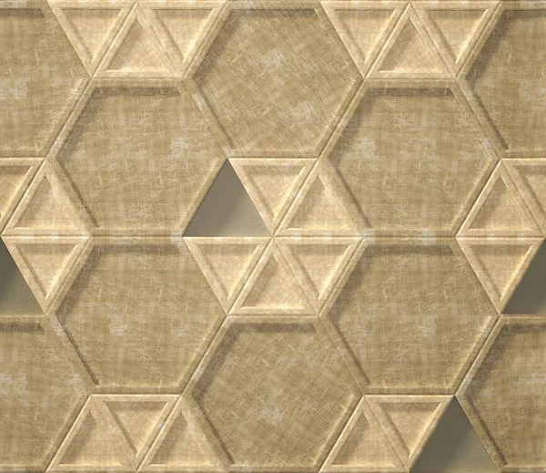 3d background, wooden triangles, hexagon, seamless — Stock Photo, Image