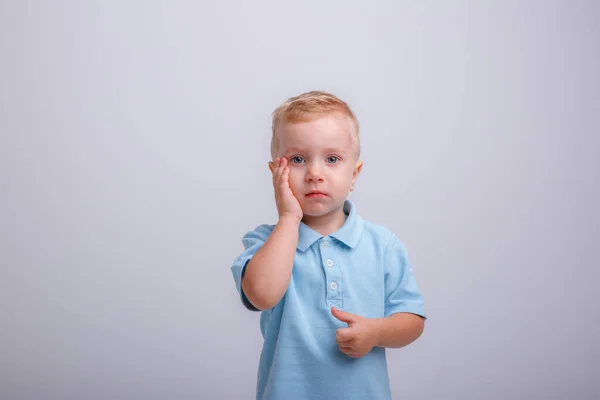 Boy Headache Isolated White — Stock Photo, Image