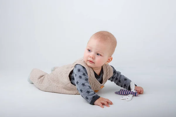 Baby Boy Suit Lying White Background — Stock Photo, Image