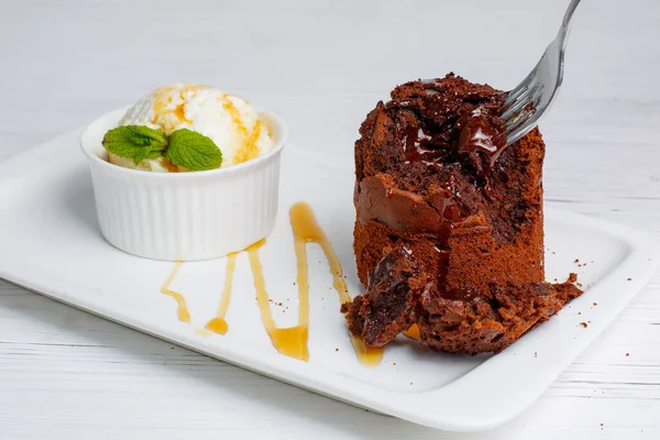 Warm Dessert Chocolate Fondant — Stock Photo, Image