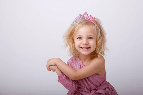 Beautiful Little Blonde Girl Posing Heart Shaped Lollipop — Stock Photo, Image