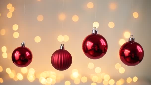 Christmas Balls Toy Background Bokeh Flashing Lights — Stock Video