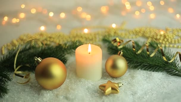 크리스마스 배경, 화랑 배경에 촛불이 켜 진다 — 비디오