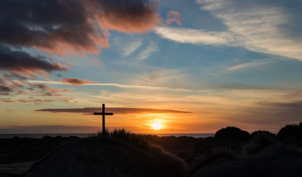 Sand Dunes Cross Sunset — Stock Photo, Image