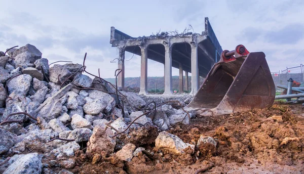 Demolición Whirokino Trestle Puente Hecho Una Pila Escombros — Foto de Stock