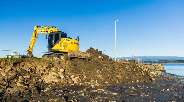 Foxton Beach Horowhenua Nouvelle Zélande 2021 Pelle Jaune Effectuant Les — Photo