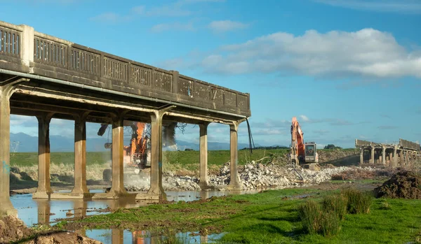 Foxton Horowhenua Nouvelle Zélande 2020 Démolition Vieux Pont Treslte — Photo