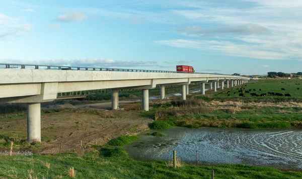 Foxton Horowhenua New Zealand 2020 新桥开放了 准备好迎接它下面的第一批洪水 — 图库照片