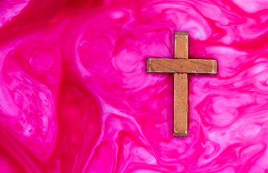 Wooden Cross Red Purple