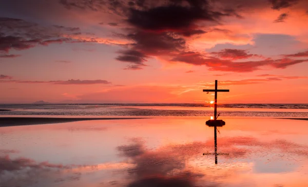 Setting Sun Cross — Stock Photo, Image