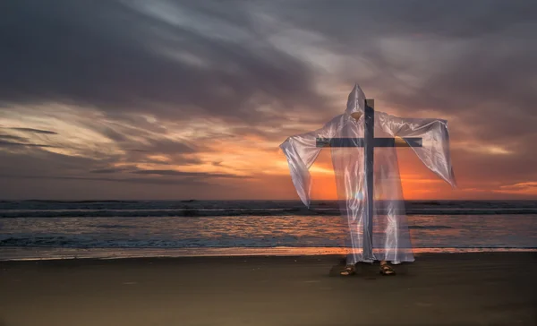 Croce della Salvezza Tramonto Spiaggia — Foto Stock