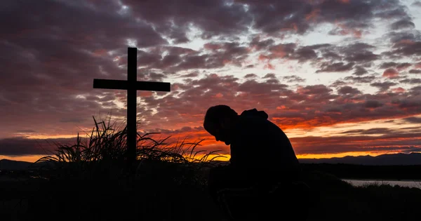 Dawn Light Praying — Stock Photo, Image