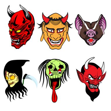 korkunç hayalet vektör çizgi film 6 yüzler