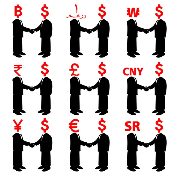 Acordo de moeda em todo o mundo — Vetor de Stock