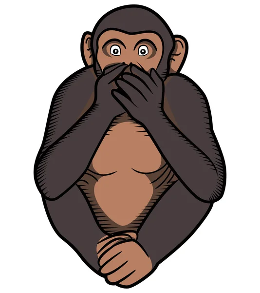 Μαϊμού καλύπτει το στόμα του με τα χέρια — Διανυσματικό Αρχείο