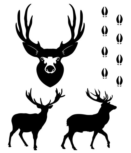 Cerf silhouette sur fond blanc — Image vectorielle