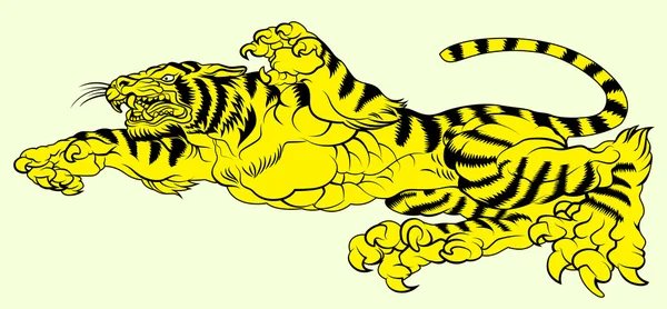 Tigre rastejando vetor cartoon — Vetor de Stock