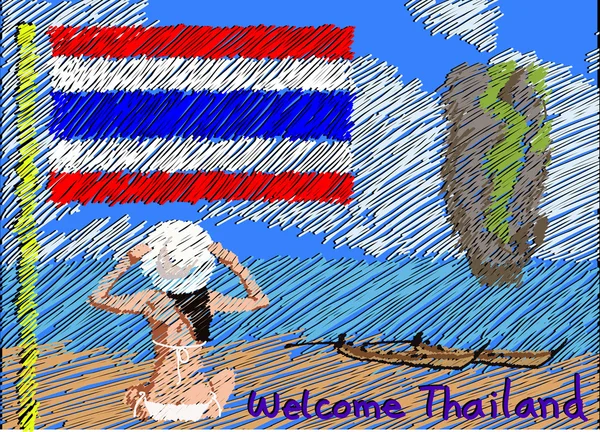 Witamy w Tajlandii pocztówka — Wektor stockowy